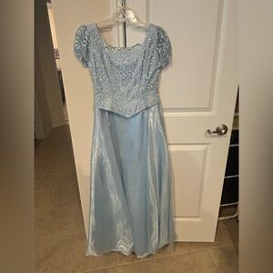 REBECCA Light Blue Embroidered Cocktail Dress